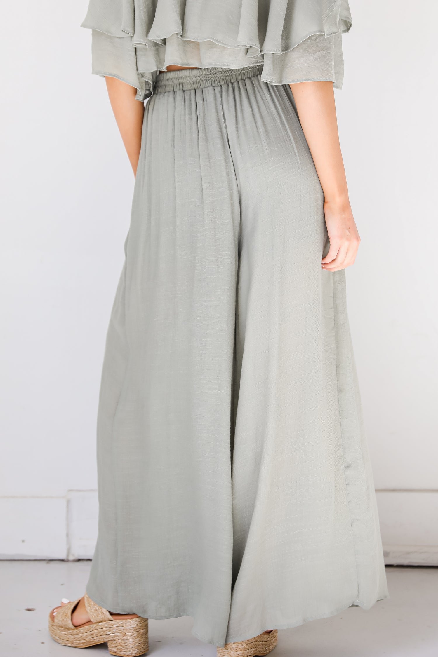 sage Wide Leg Pants back view