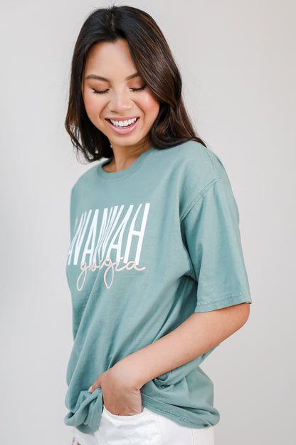 Seafoam Savannah Georgia Script Tee side view
