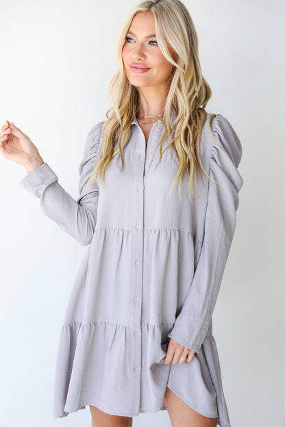 grey Tiered Mini Dress