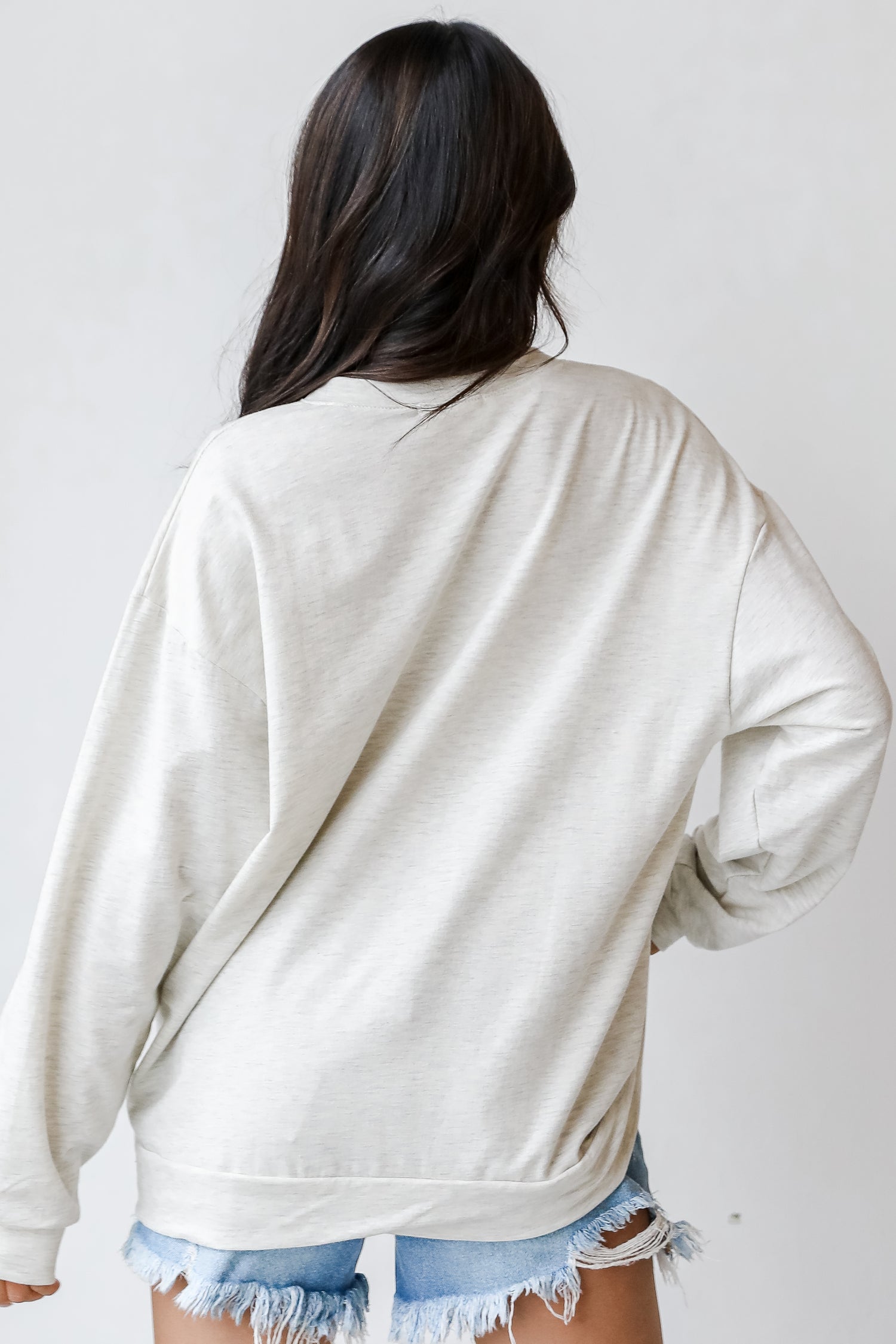 Be Happy Smiley Face Pullover back view