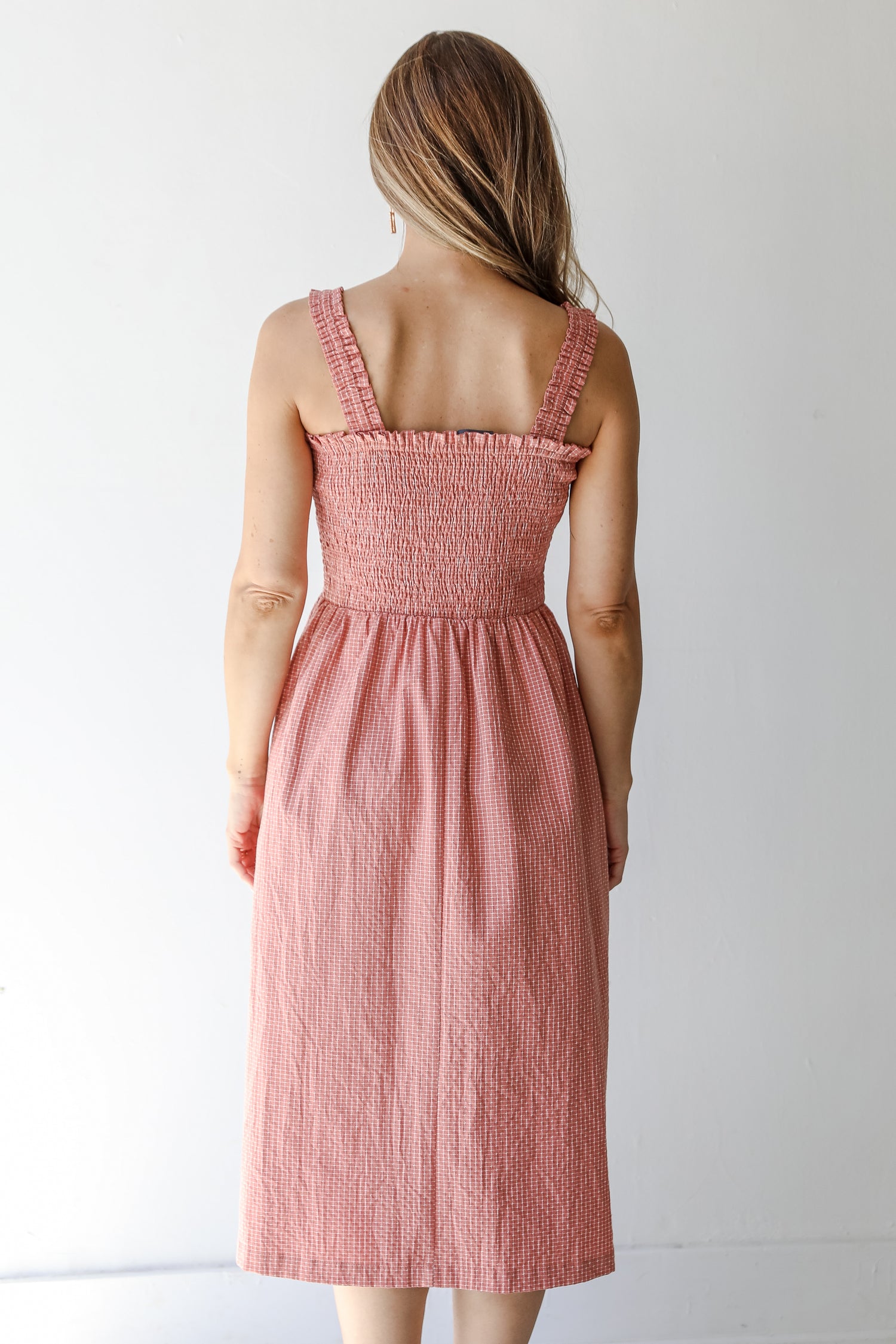 Midi Dress in coral back view