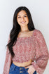 Smocked Cropped Blouse in brick