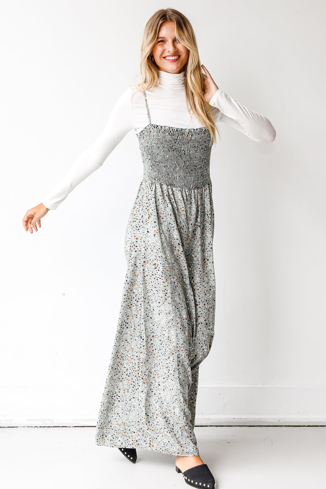 FINAL SALE -  Thinking Out Loud Spotted Jumpsuit