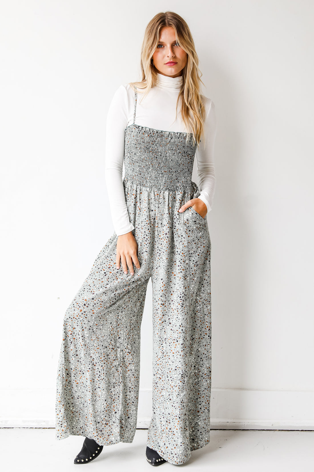 FINAL SALE -  Thinking Out Loud Spotted Jumpsuit