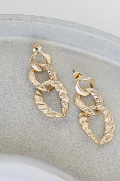 Gold Chainlink Drop Earrings flat lay