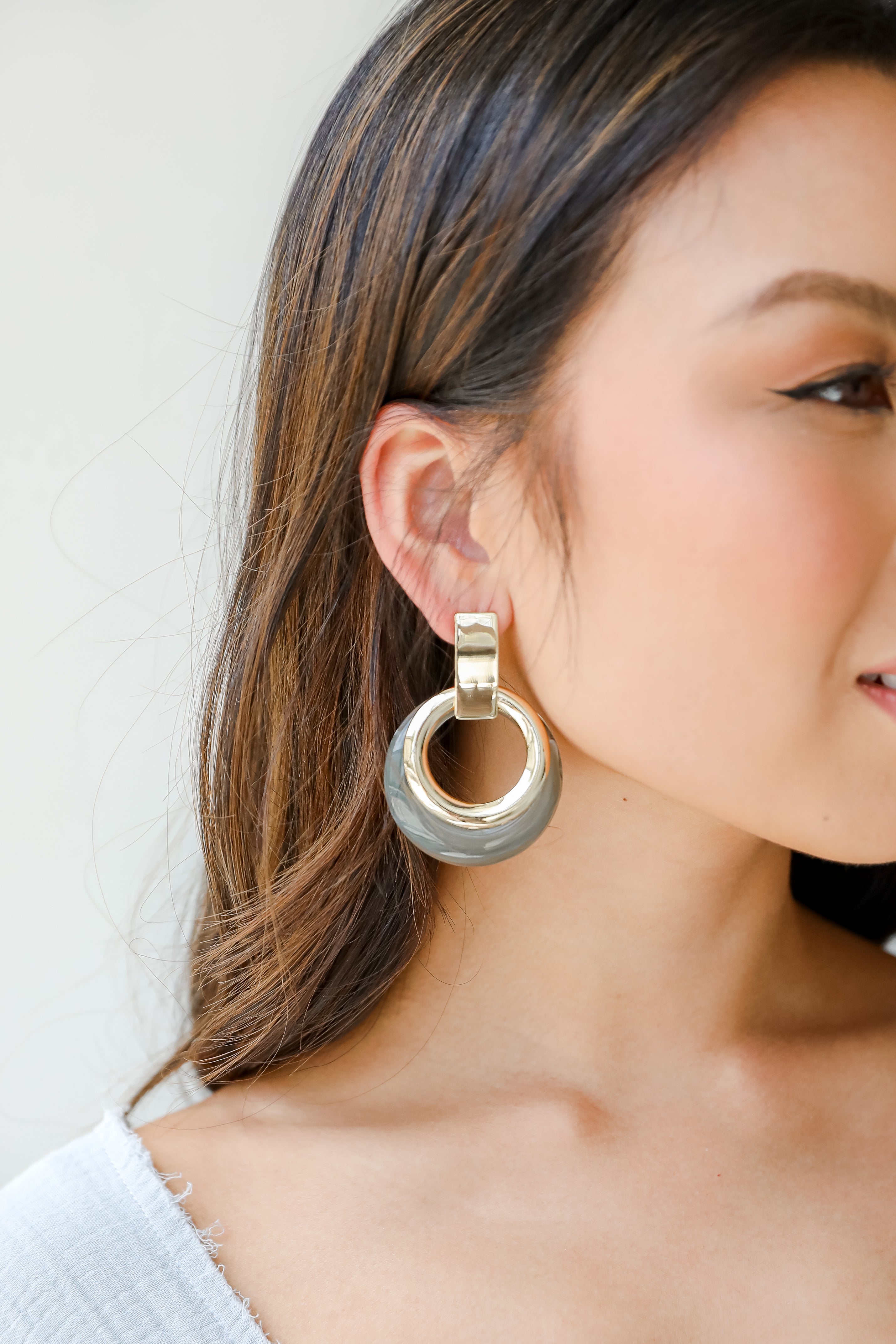 Acrylic Statement Earrings in grey