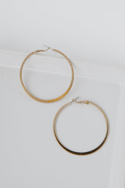 Gold Textured Small Hoop Earrings from dress up