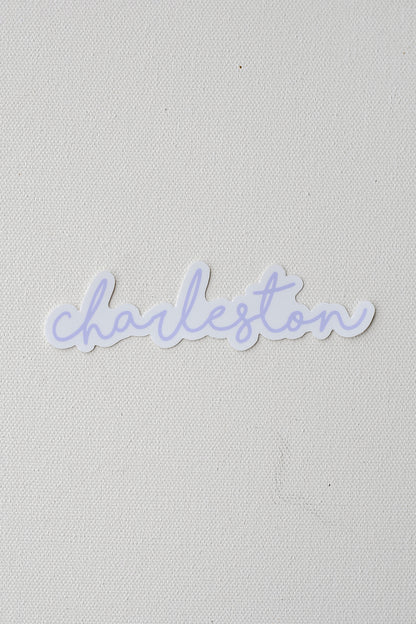 Small Charleston Script Sticker in lavender