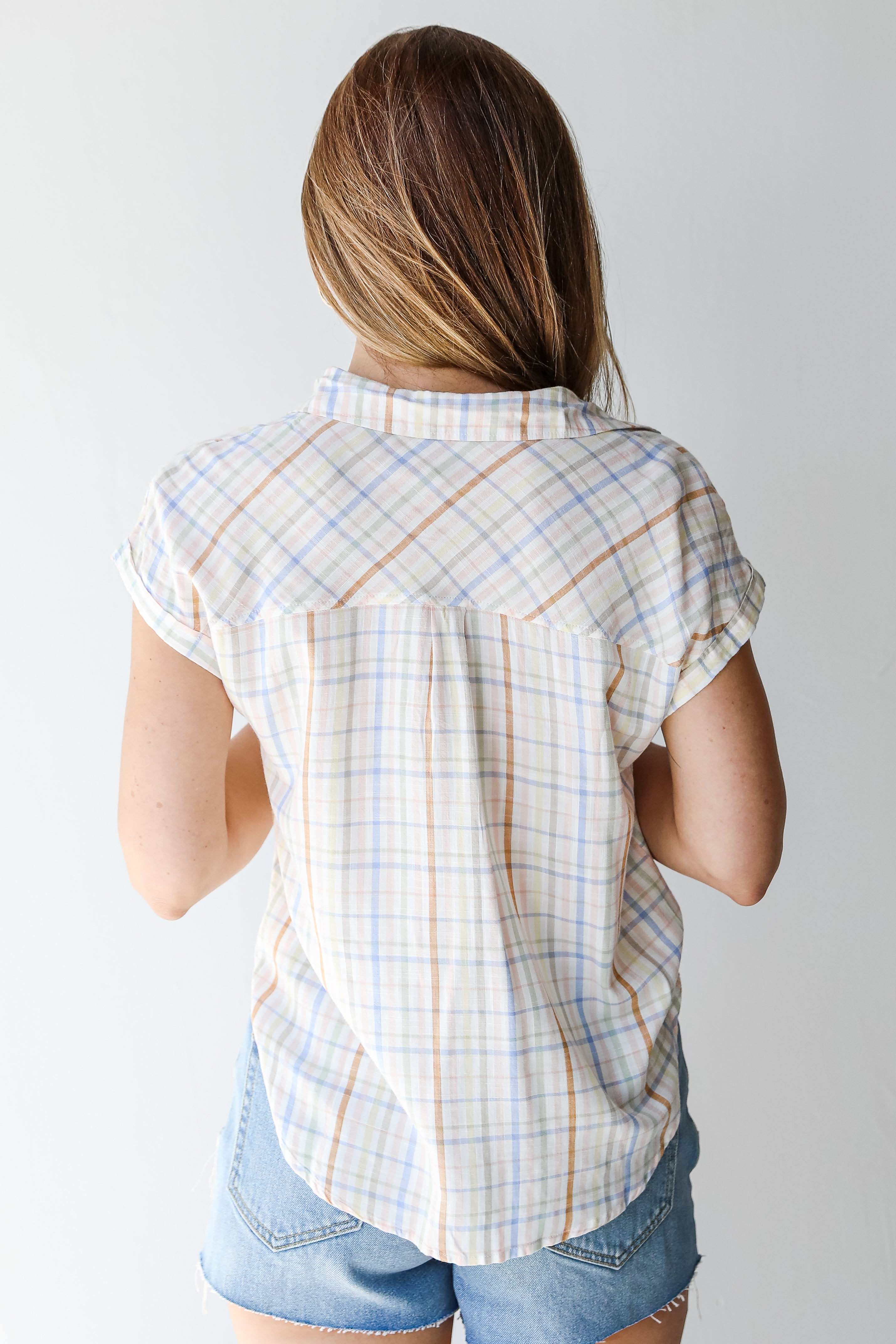 Striped Button-Up Blouse back view