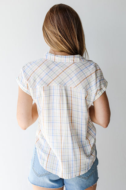 Striped Button-Up Blouse back view