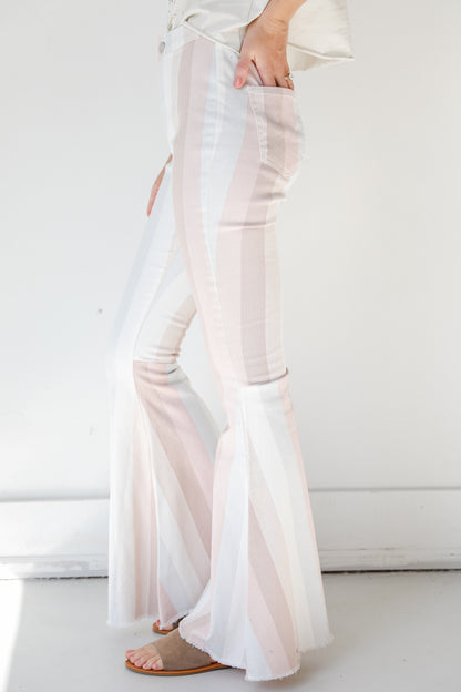 Striped Flare Jeans in blush side view