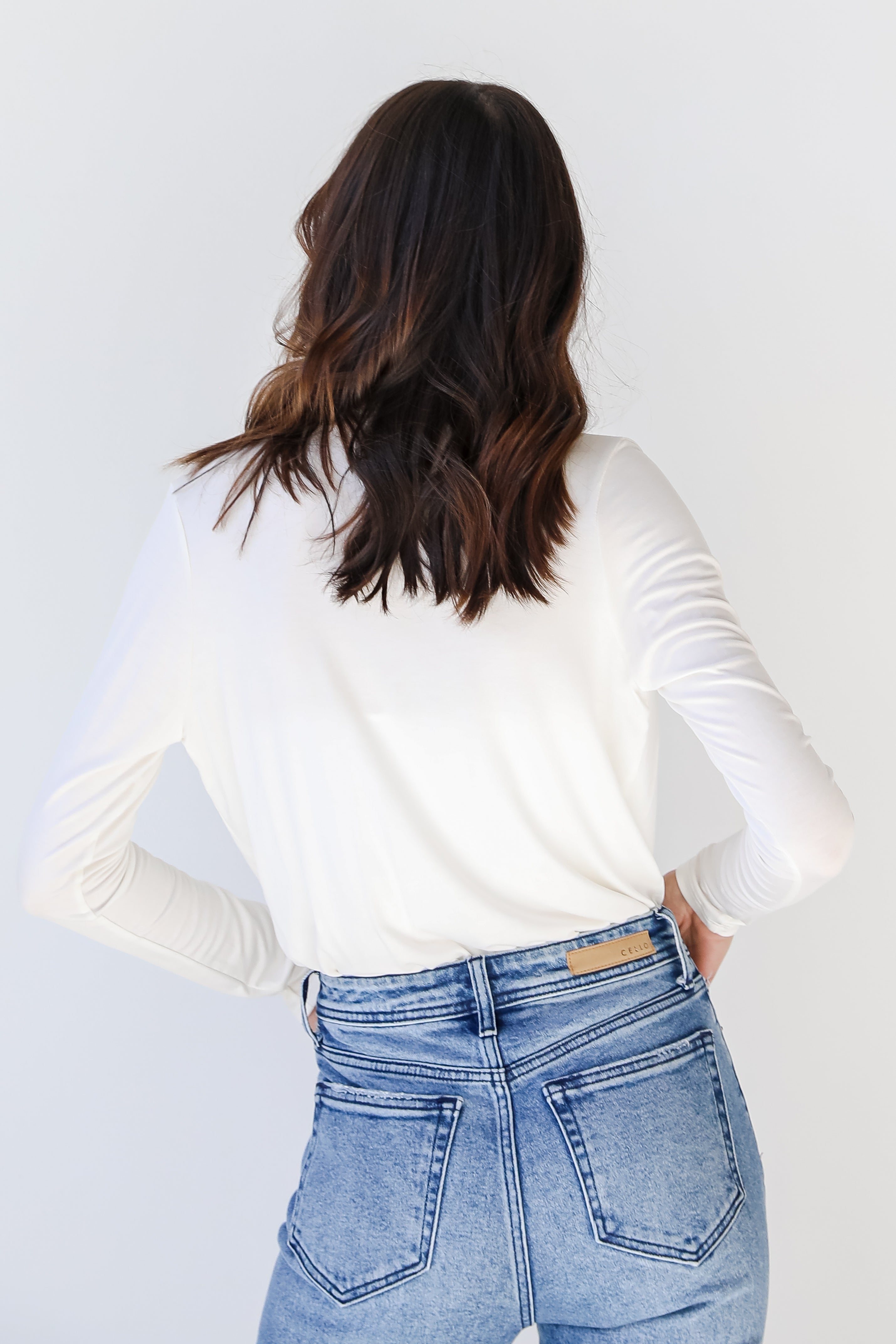 Surplice Bodysuit in ivory back view