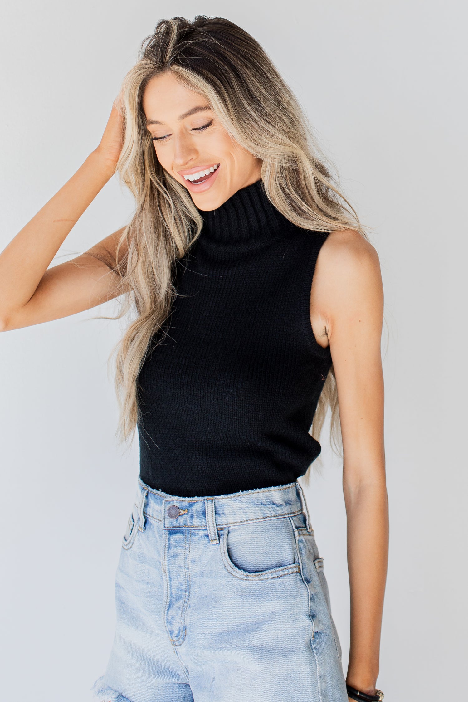 Sweater Tank in black side view