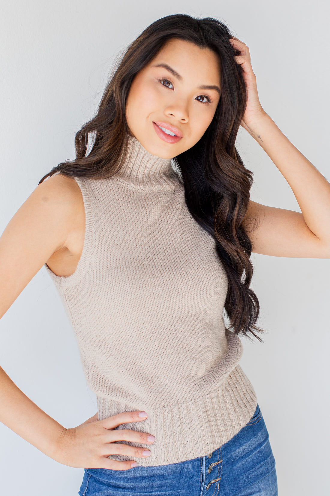 Sweater Tank in taupe