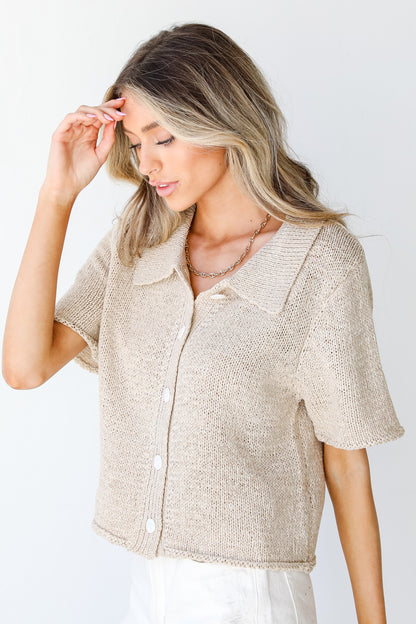 Collared Knit Top side view