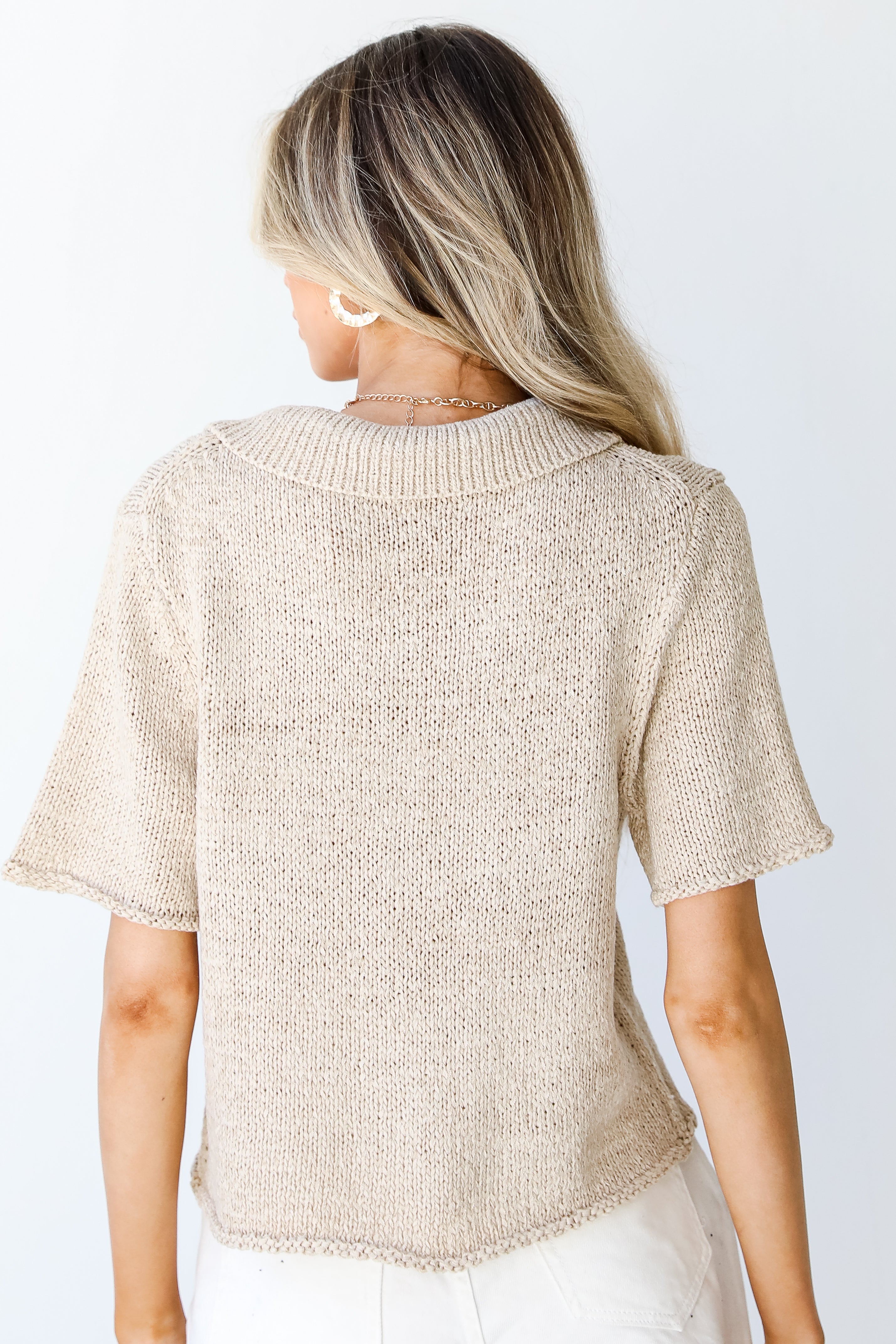 Collared Knit Top back view