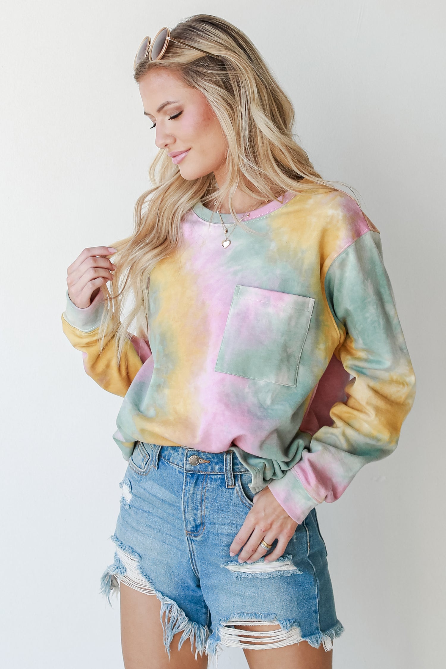 Tie-Dye Pullover on model