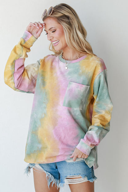 model wearing a Tie-Dye Pullover