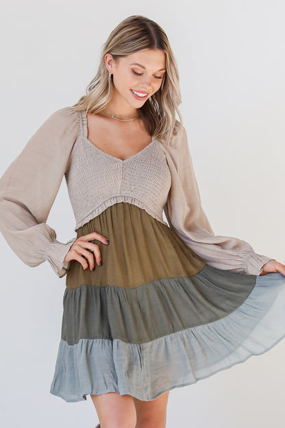 Tiered Color Block Mini Dress