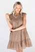 brown ruffle Mini Dress
