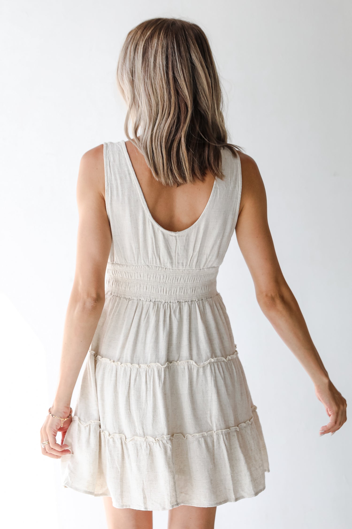 Mini Dress in oatmeal back view