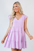 lavender Linen Tiered Mini Dress