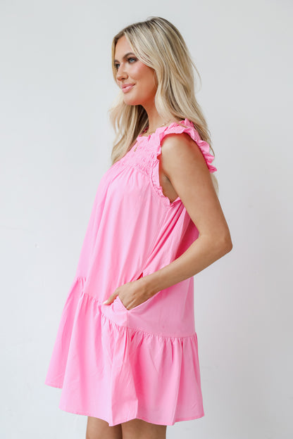 pink ruffle Mini Dress side view
