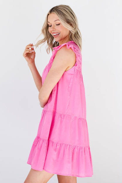 pink ruffle Mini Dress side view