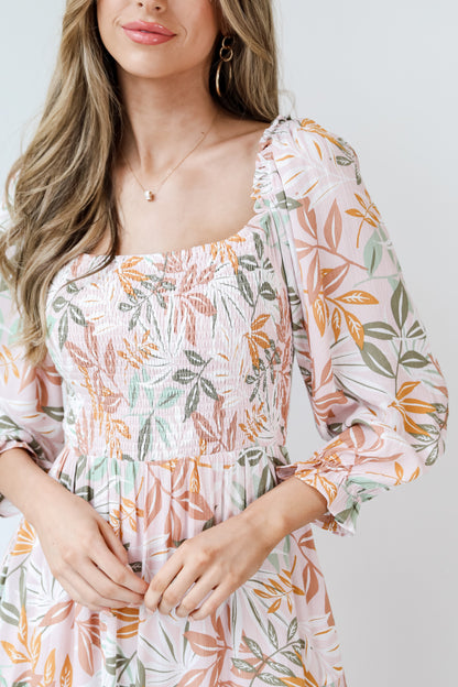 Tropical Print Midi Dress on model