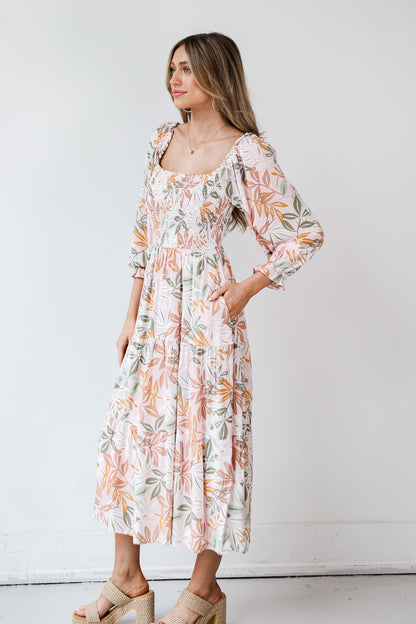 Tropical Print Midi Dress side view