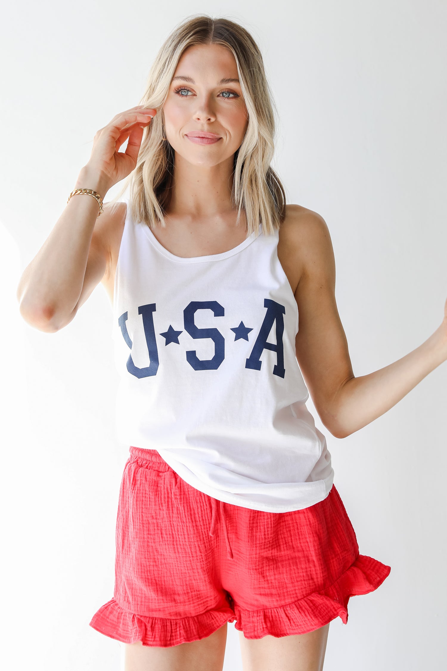 USA Star Graphic Tank in white