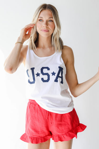 USA Star Graphic Tank in white
