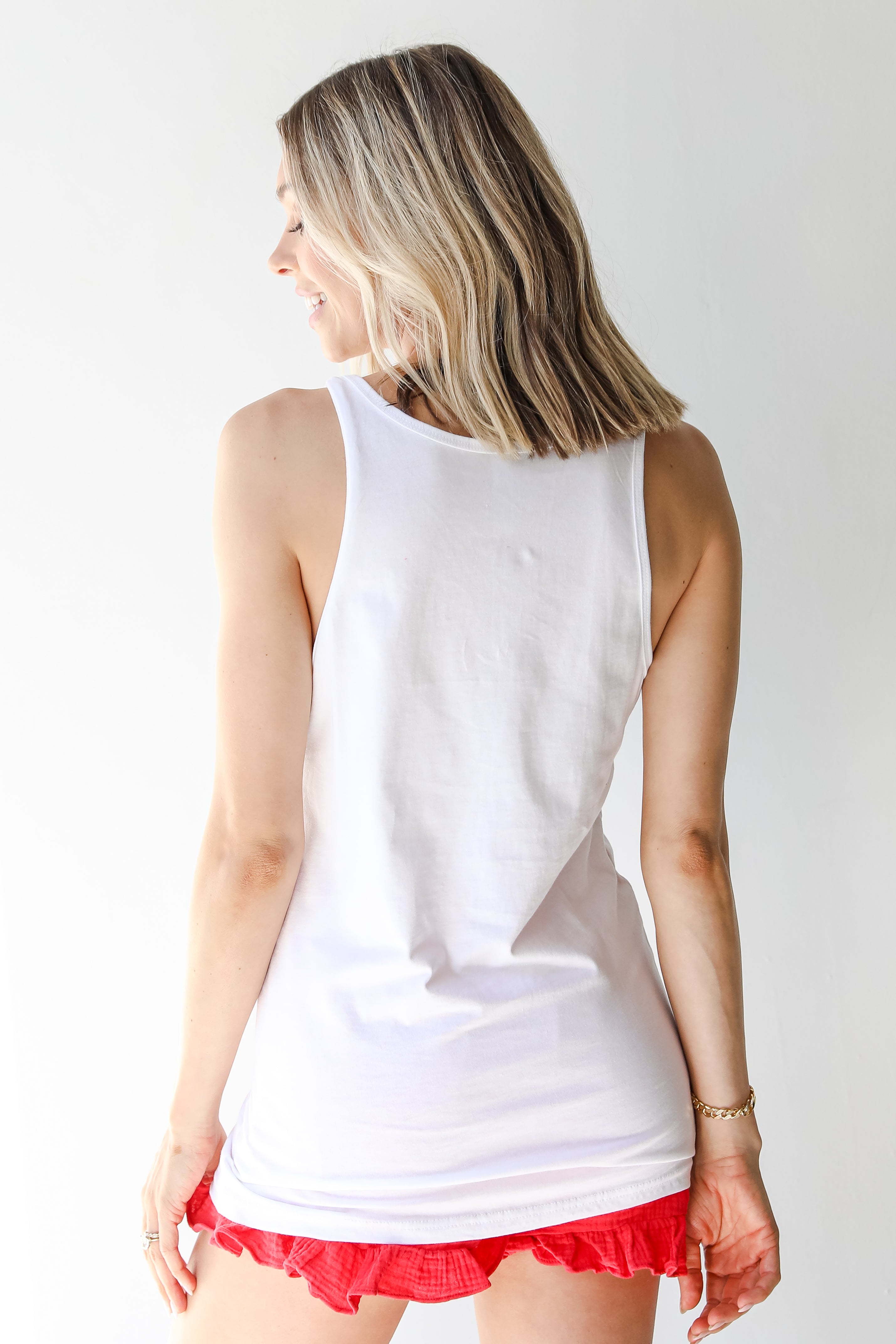 USA Star Graphic Tank in white back view