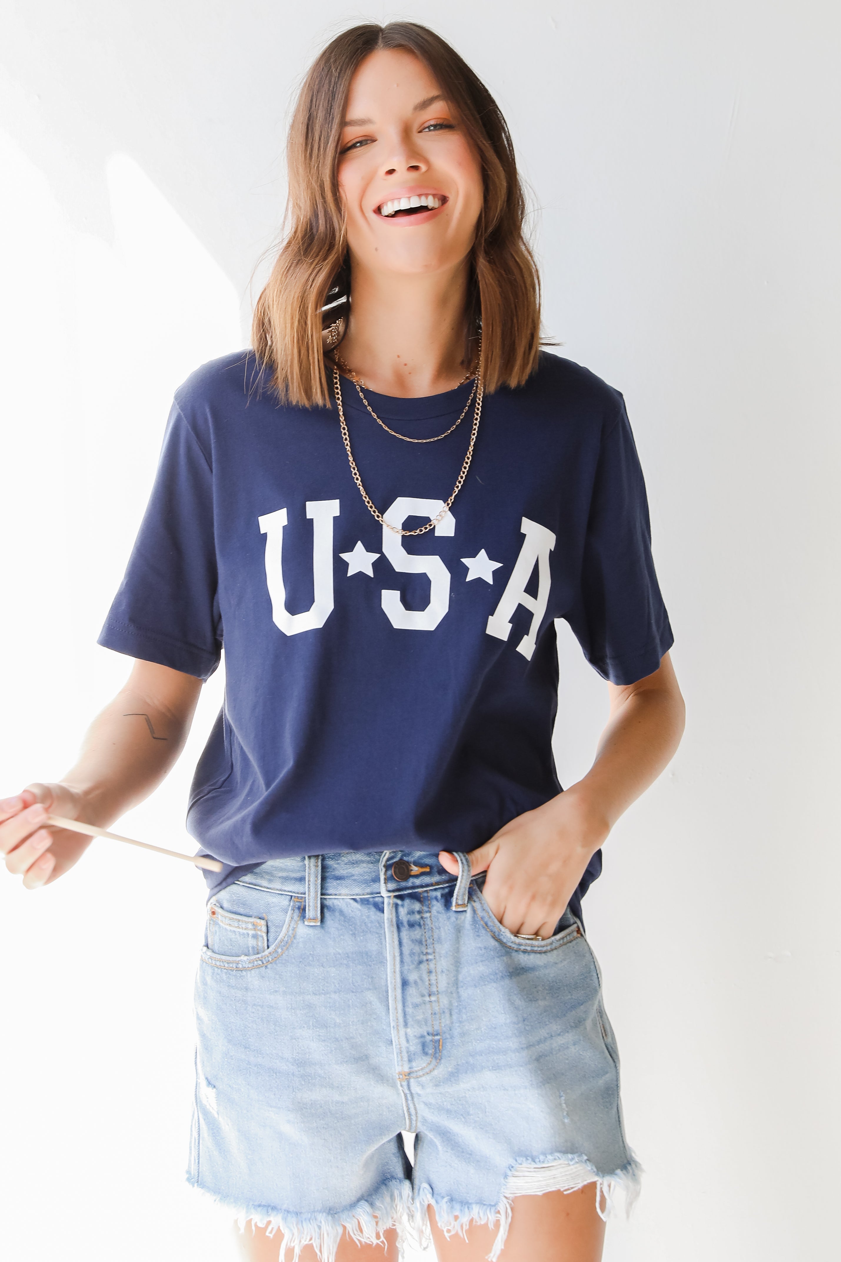 USA Star Graphic Tee on model