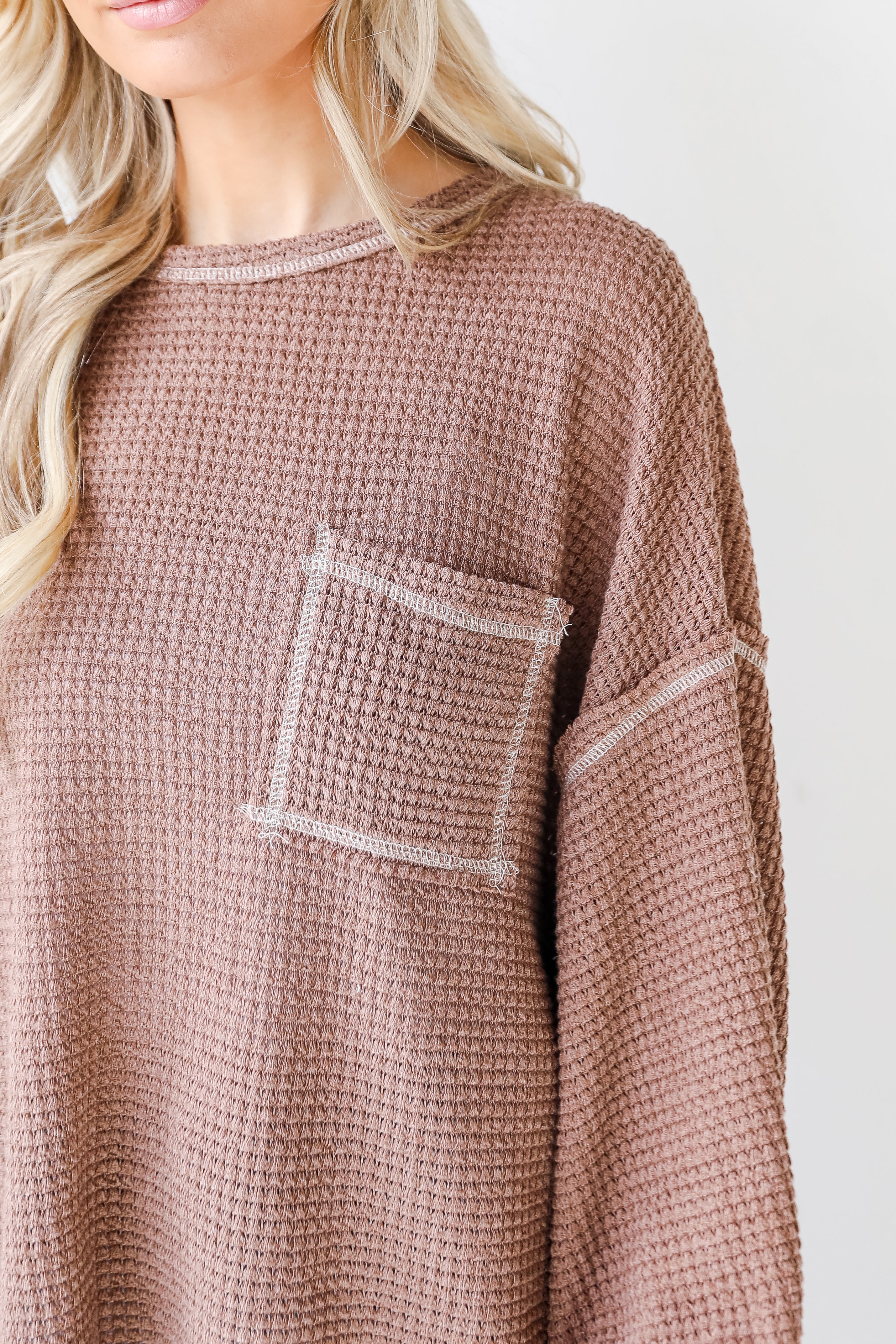 Waffle Knit Top close up