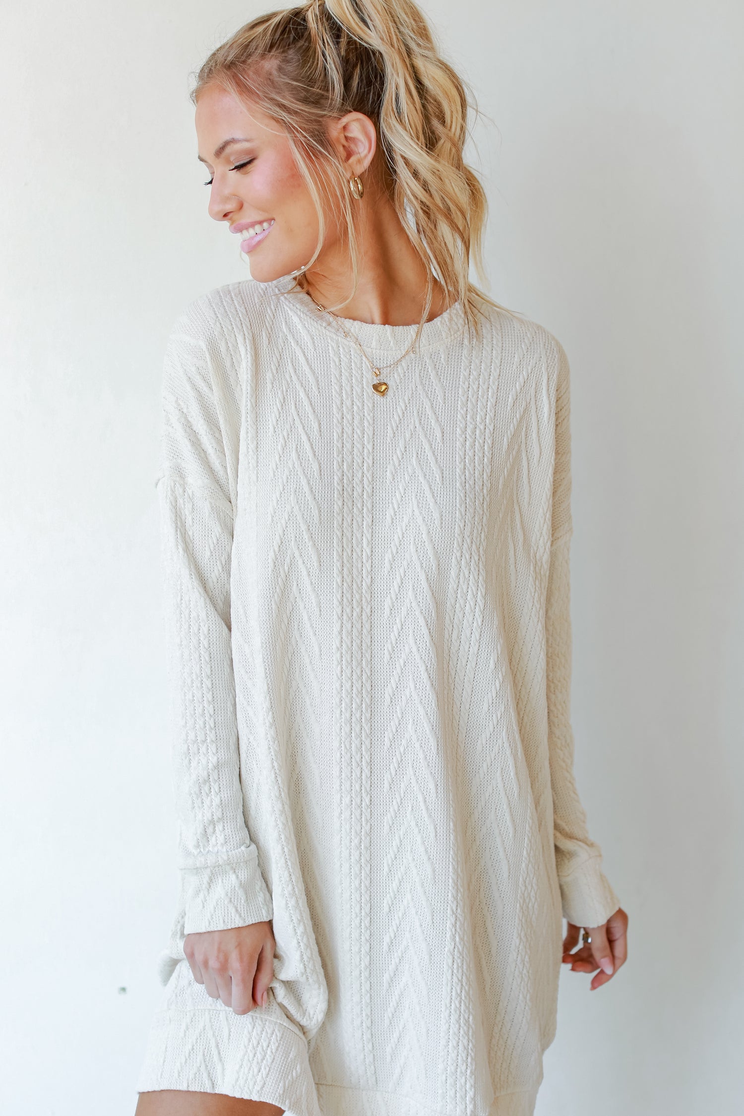 Cable Knit Sweater Dress front view