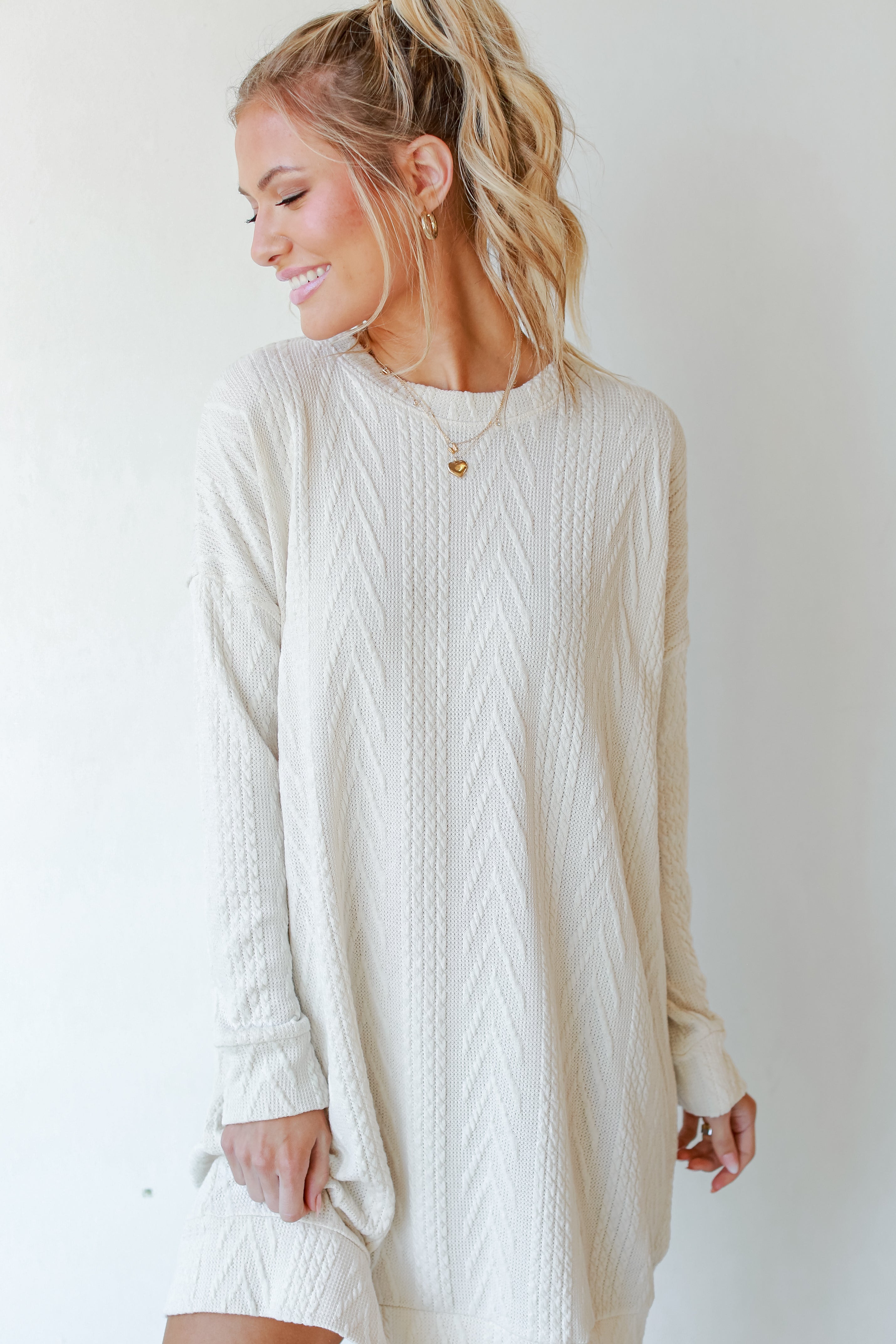 Cable Knit Sweater Dress front view