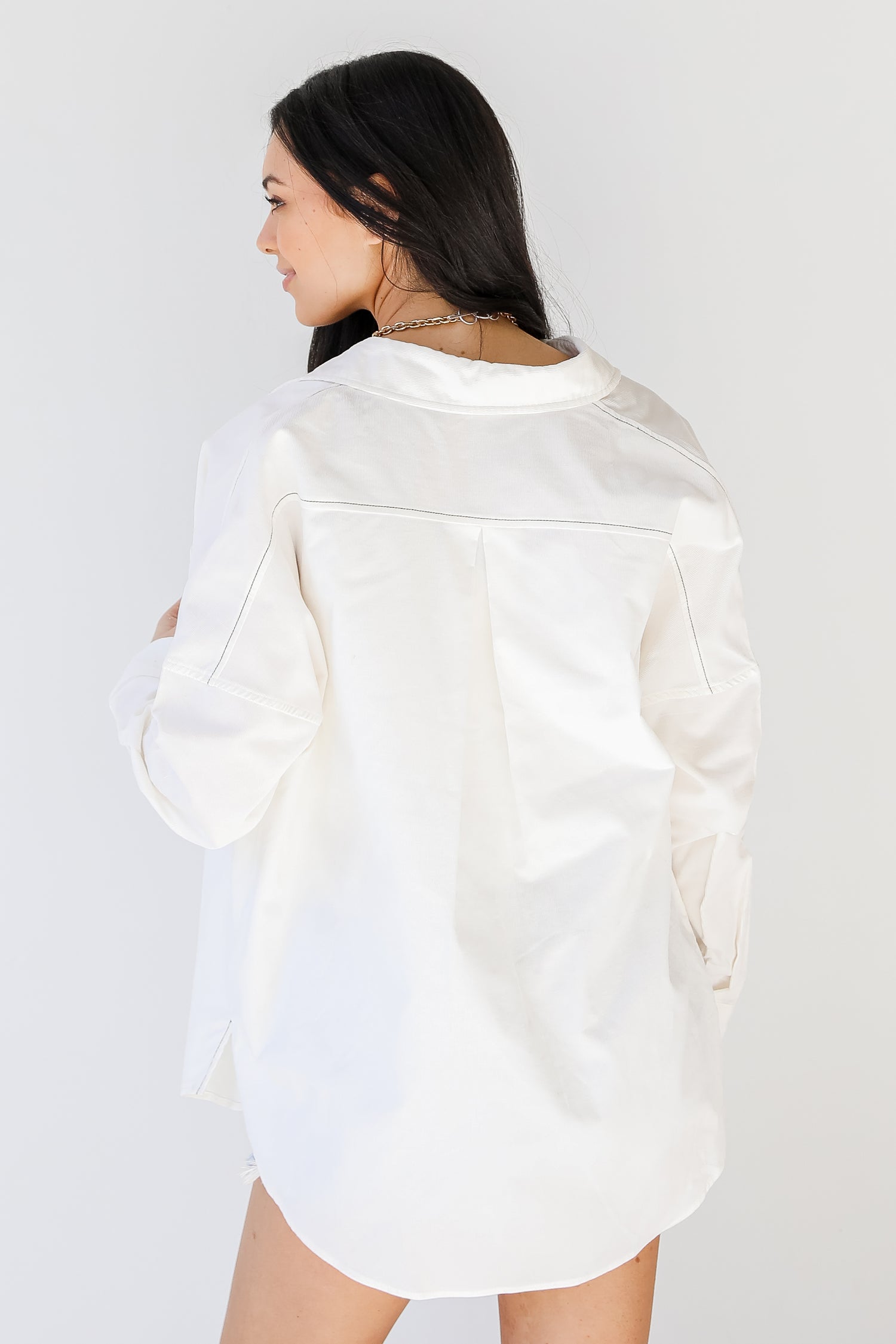 Corduroy Button-Up Blouse back view