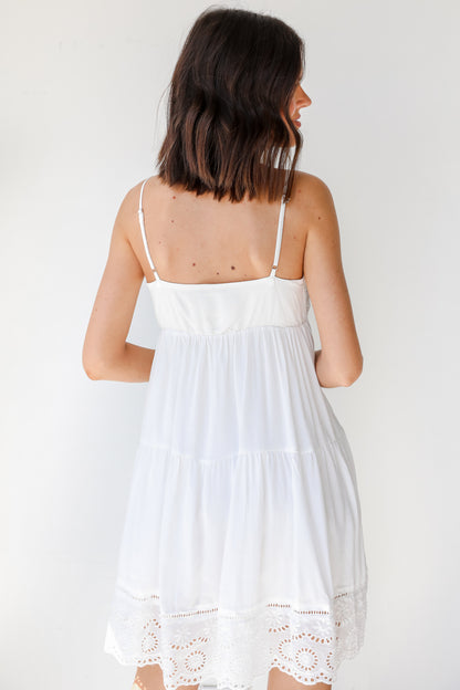 Crochet Eyelet Mini Dress back view
