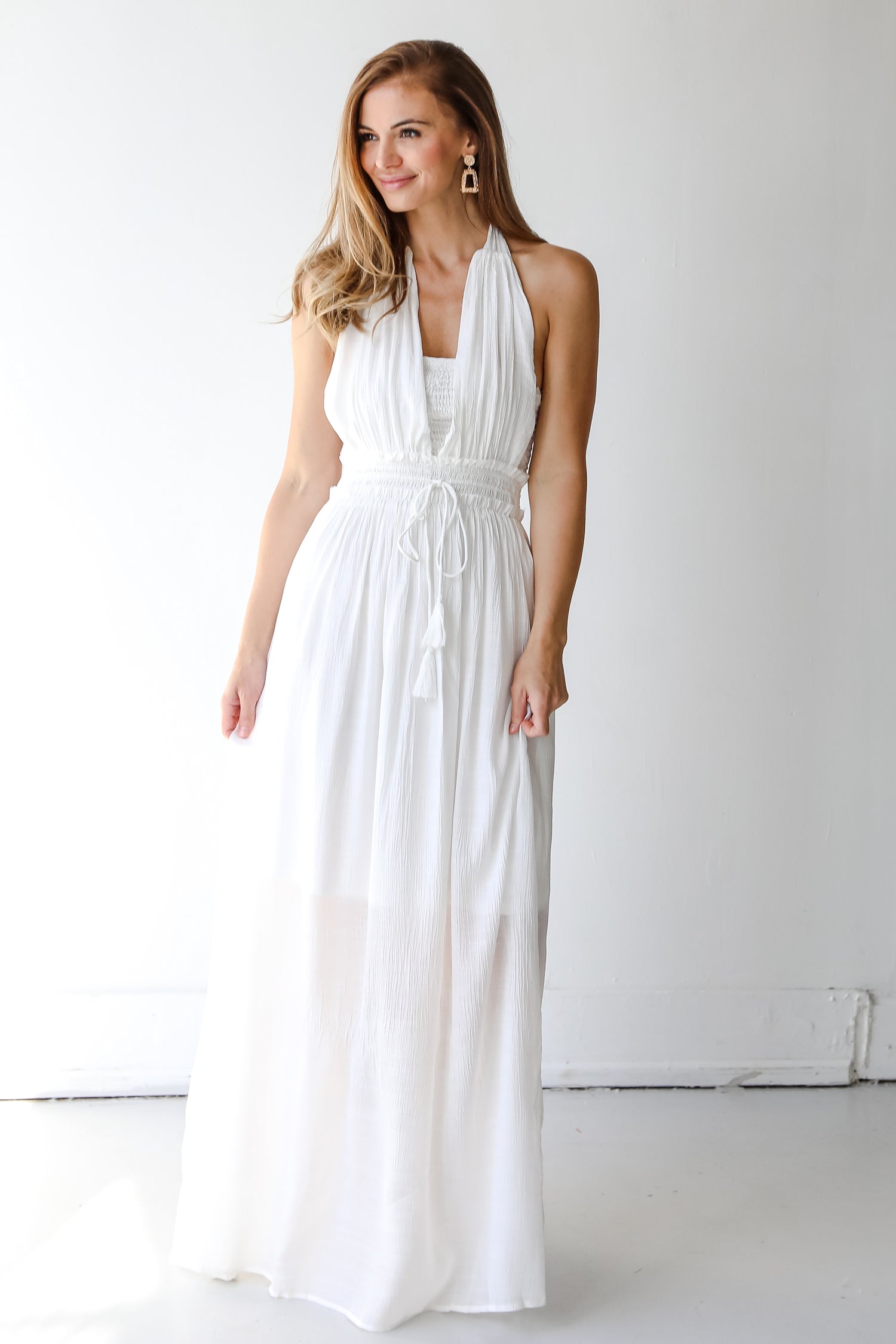 Halter Maxi Dress in ivory