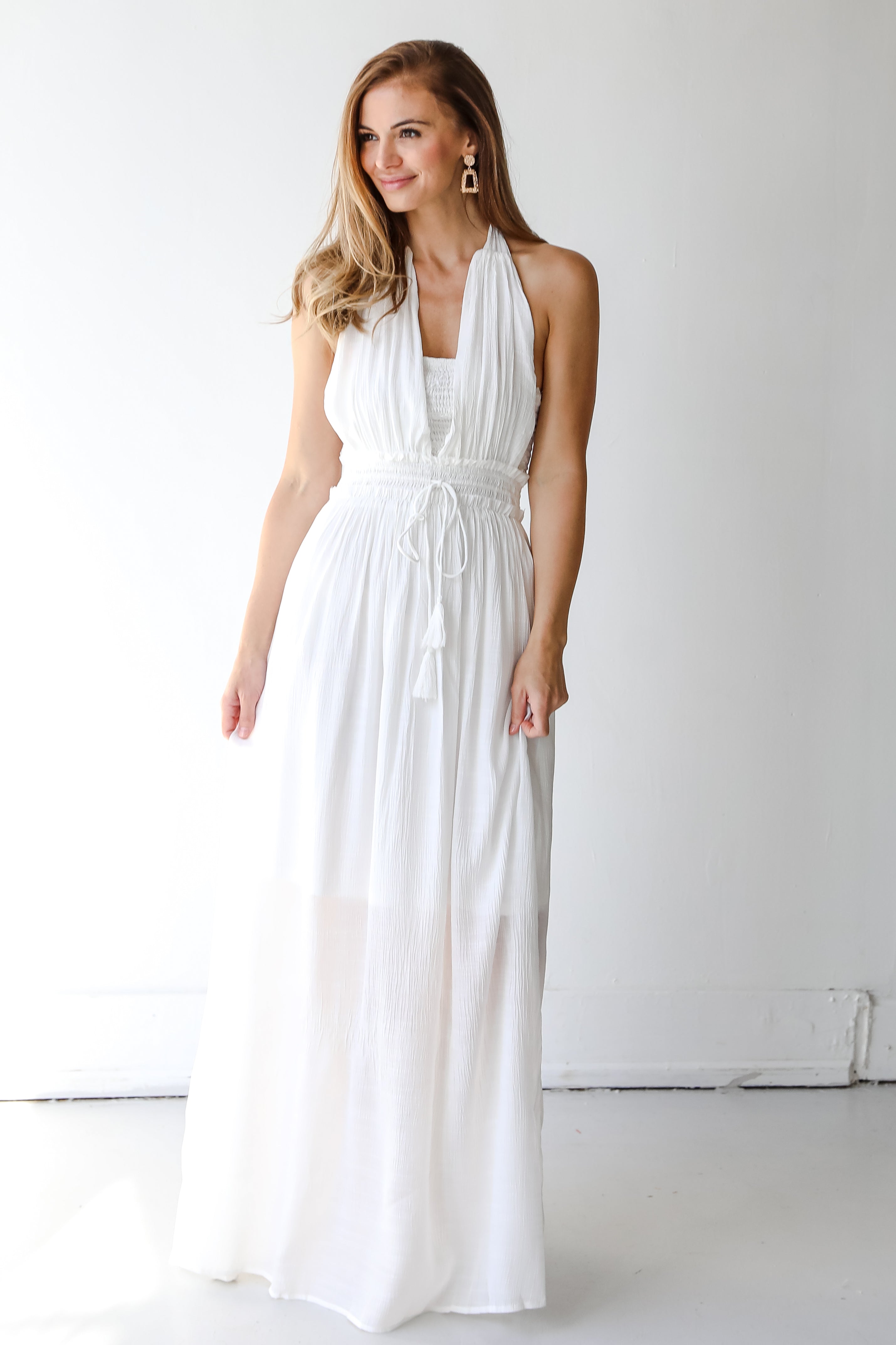 Halter Maxi Dress in ivory