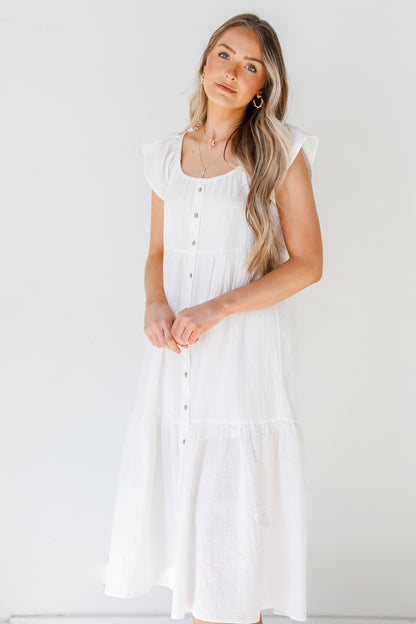 Linen Midi Dress front view
