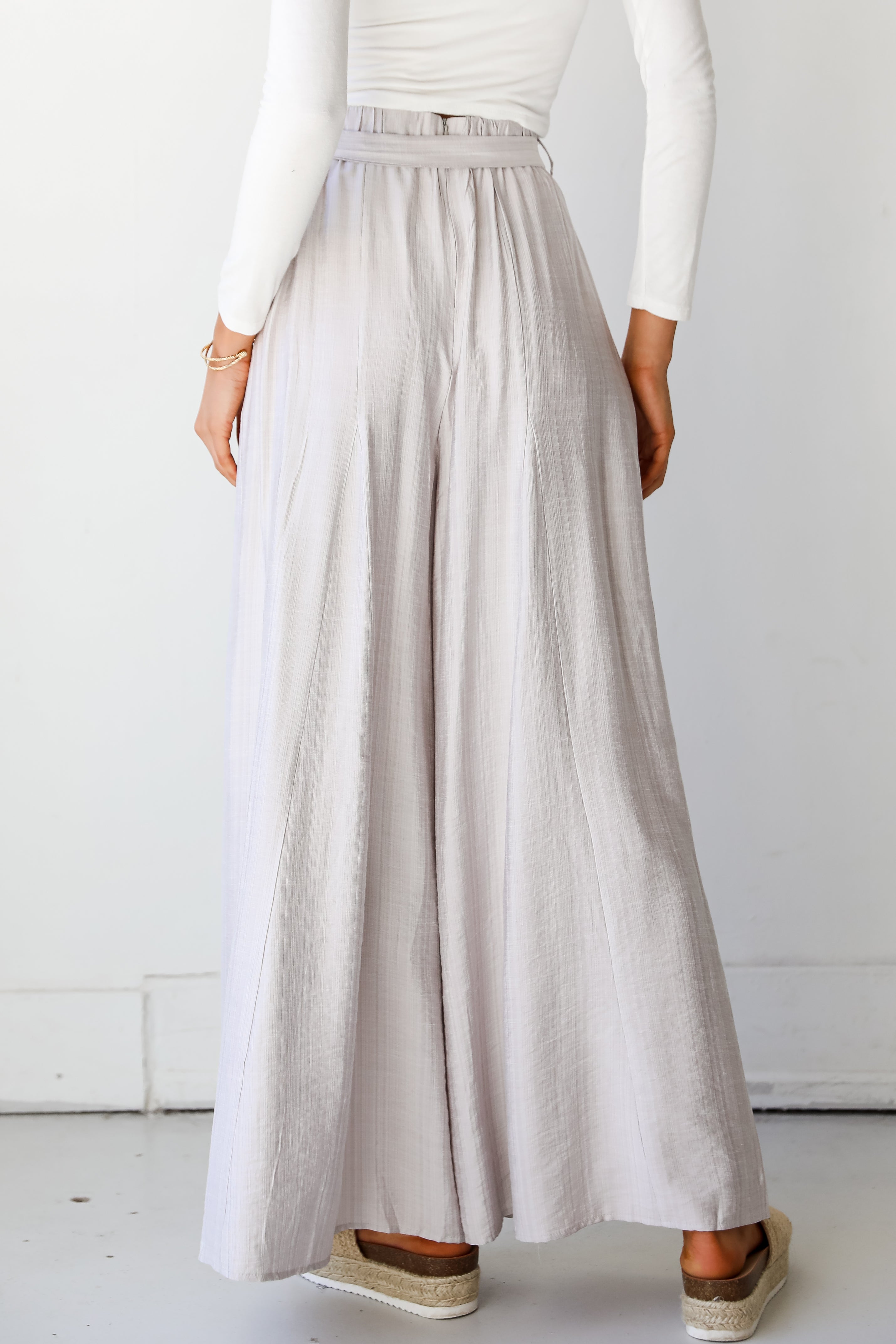 grey Wide Leg Pants back view