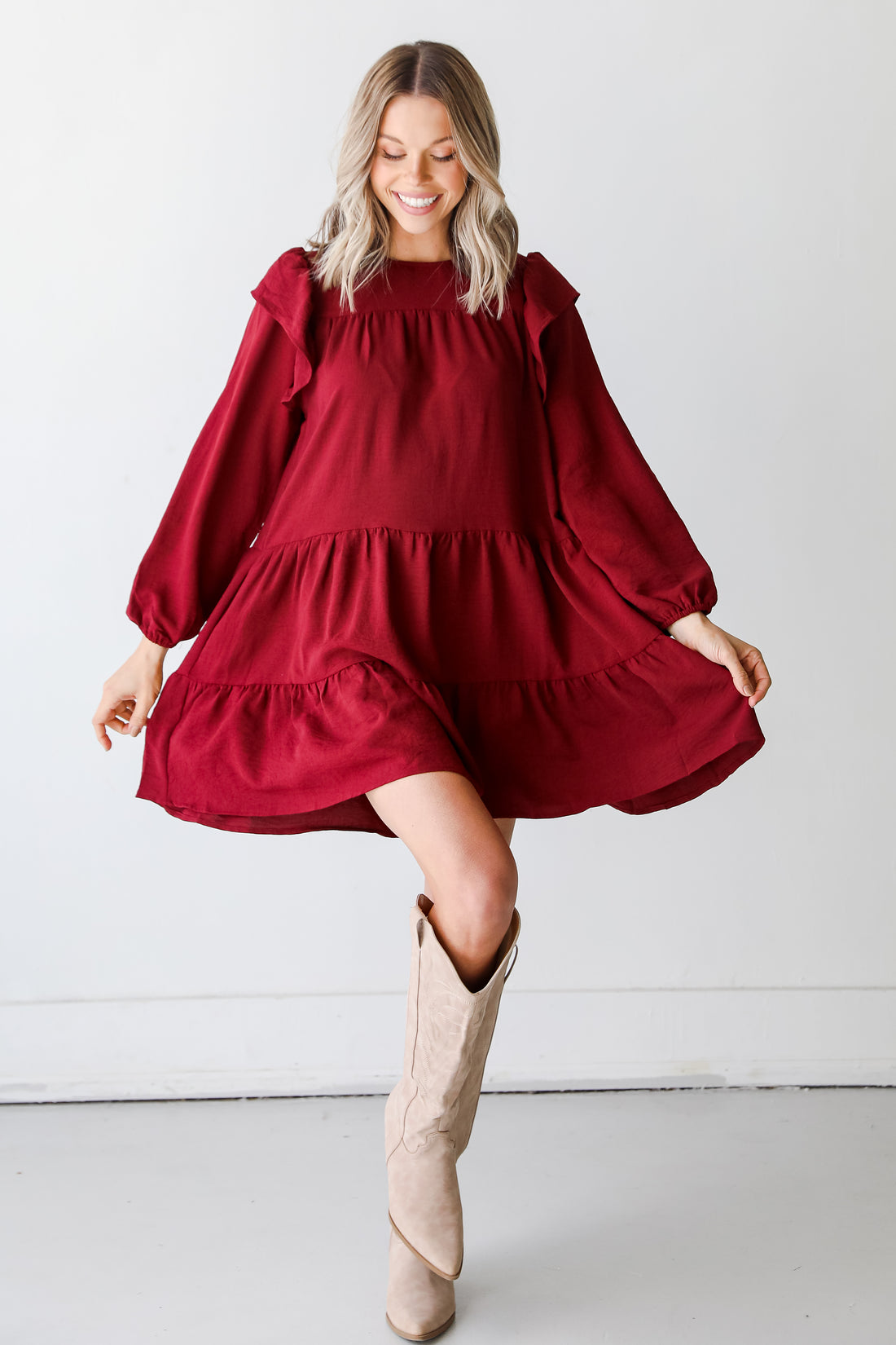 red Tiered Mini Dress