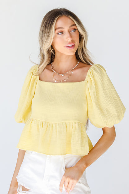 Linen Peplum Blouse front view