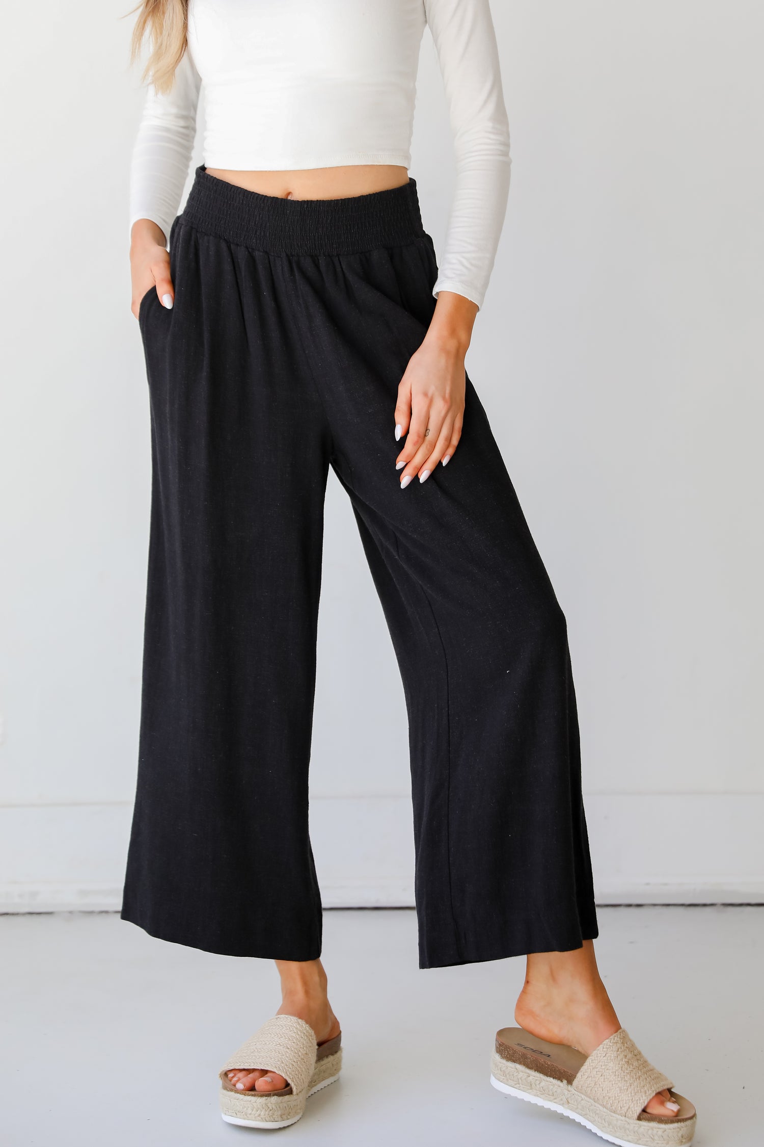 black Linen Pants close up