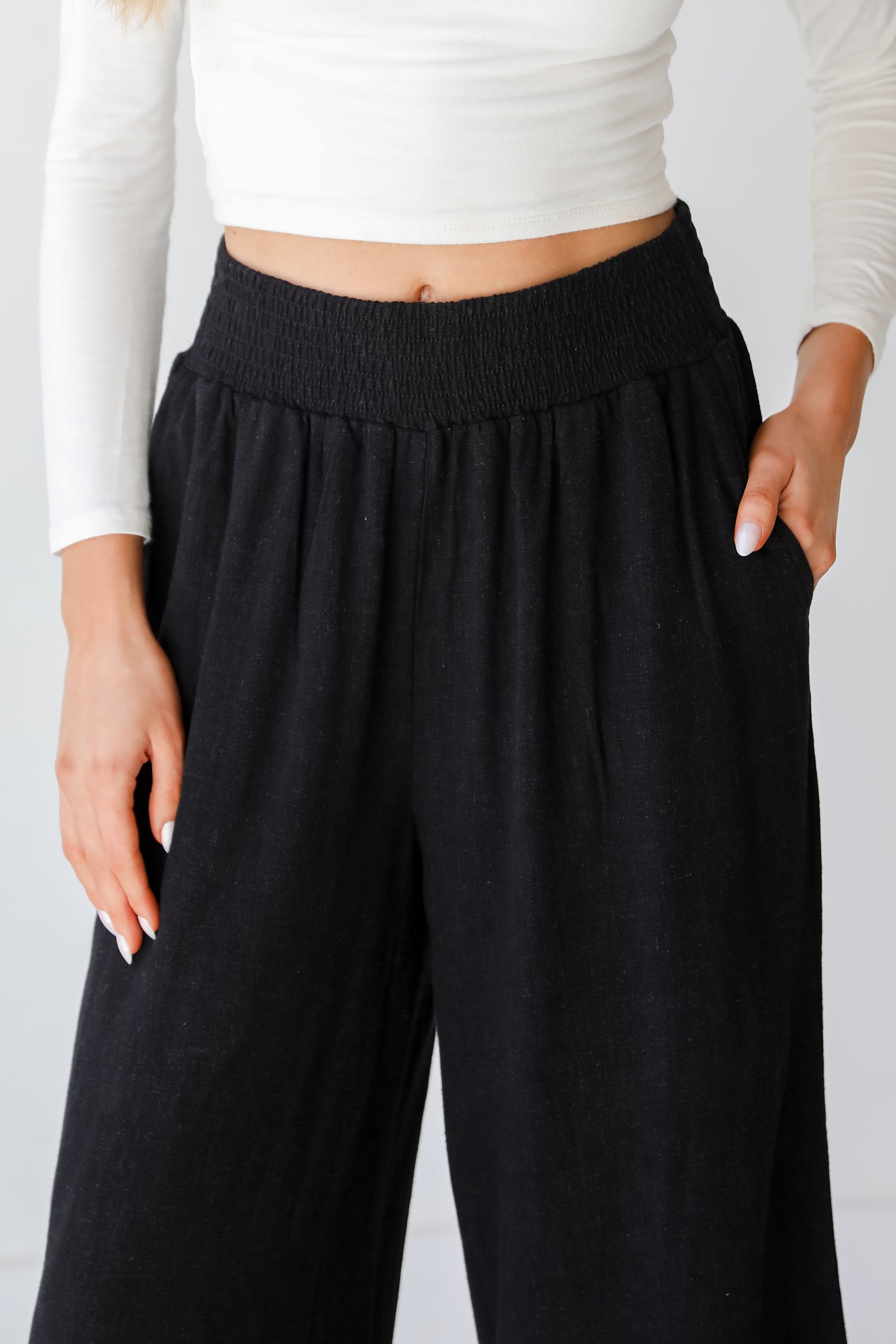 black Linen Pants close up