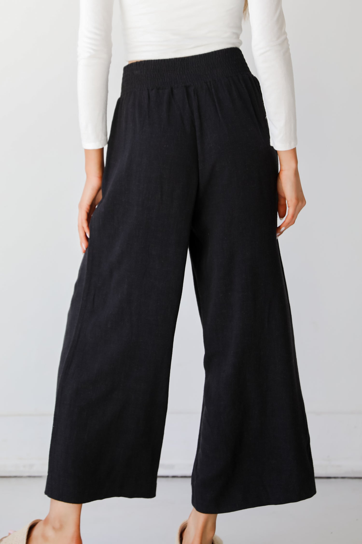 black Linen Pants back view